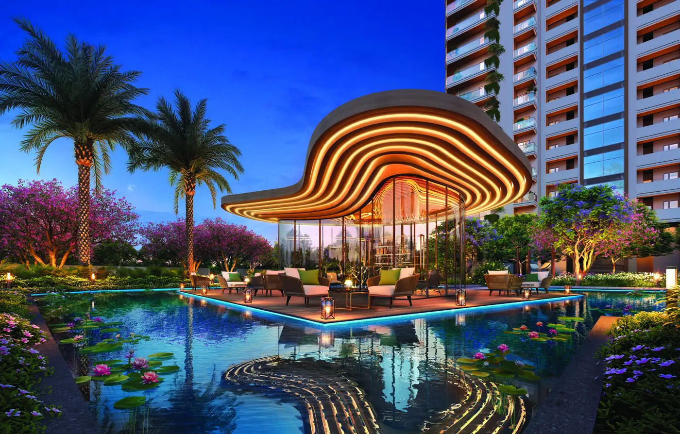 Water-side pavilion and lounge among the amenities at Cocoa County (artist's impression)