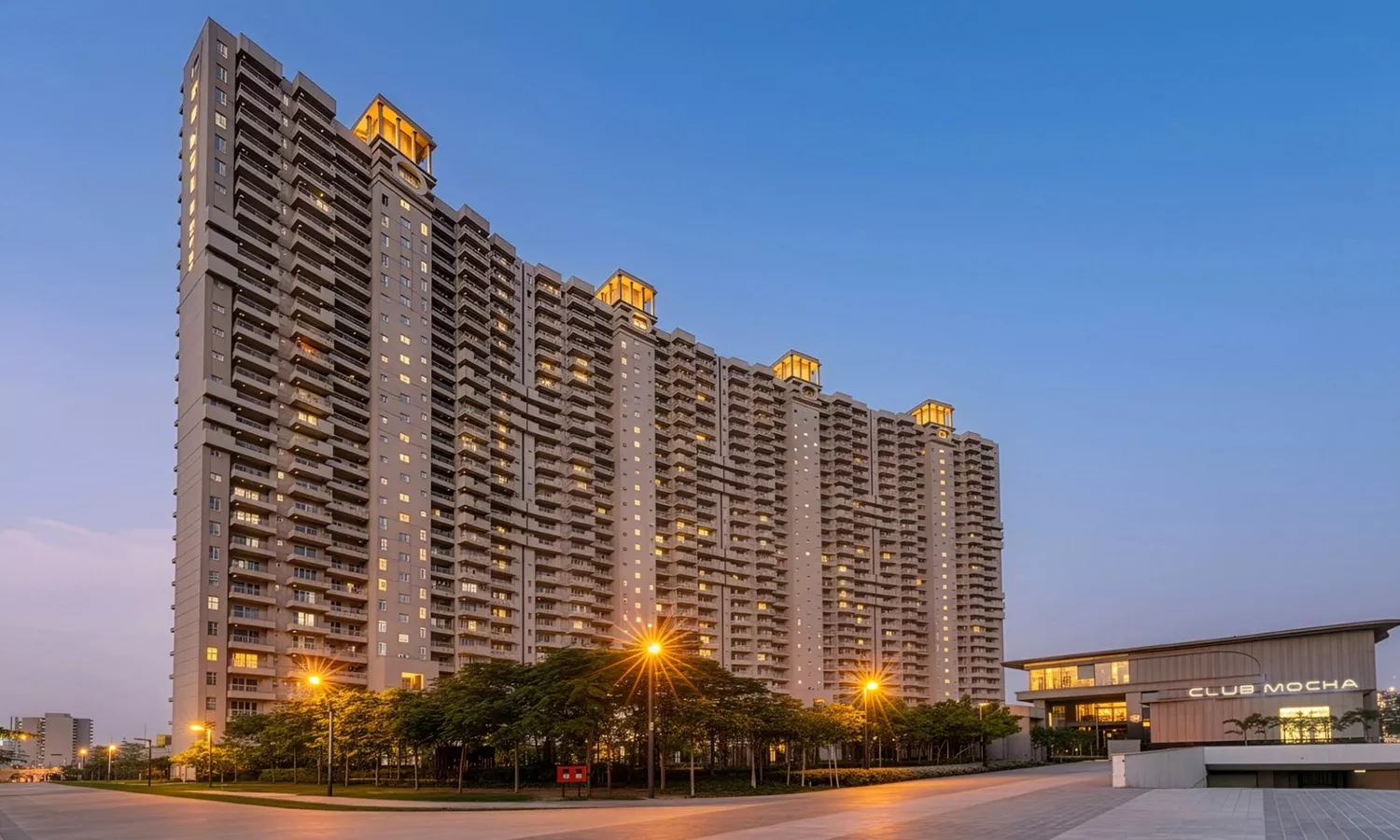 Delivered Phase 1 towers and Club Mocha at dusk